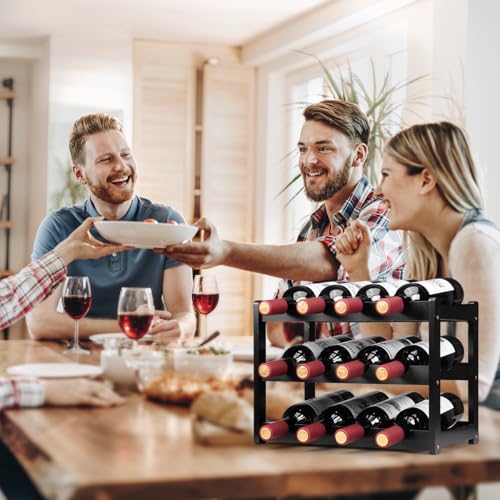 Bamboo Wine Rack (3 Tier Black)