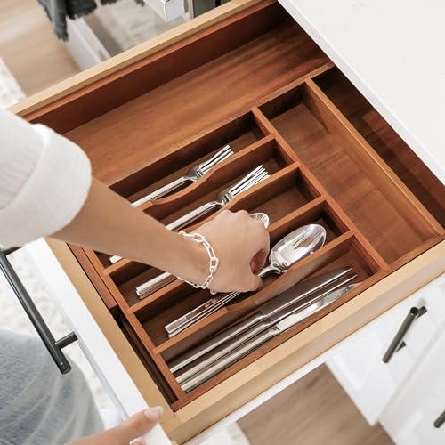 Silverware & Utensil Drawer Organizer (Natural Acacia / From 10.5" to 19" Wide)