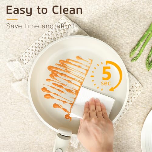 Pots and Pans Set Non Stick (Cream White / 17PCS-Standard)