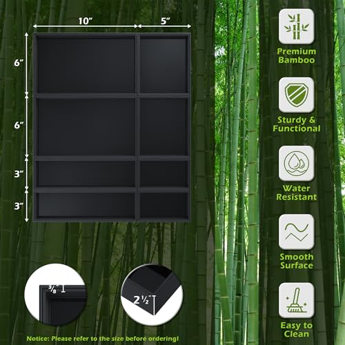 Bamboo Drawer Organizer (8 PCS / Black)
