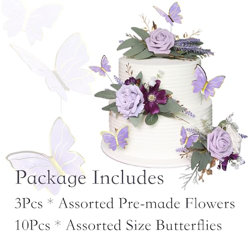 3Pcs Premade Cake Flowers (3 Count)