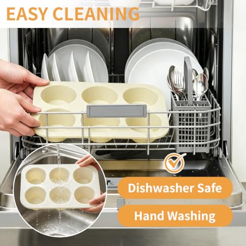 Jumbo Silicone Muffin Pans with Metal Frame (3PCS:Off-White + Black + Gray)