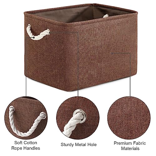Organization and Storage Basket for Shelves (Brown / 3PCS/Large Cube - 16L×12W×12H)