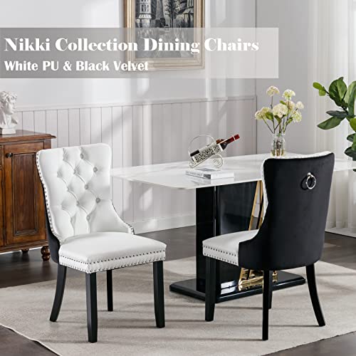 Black and White Dining Chairs Set of 2 (White)