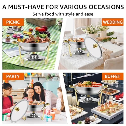 Gold & Silver Chafing Dishes for Buffet with Lid 5QT (4 PACK)