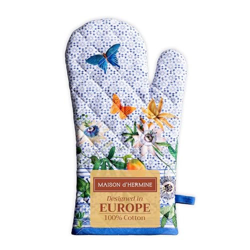 Maison d'Hermine Oven Gloves 100% Cotton Oven Mitt (087 - Passiflora / 7.5" x 13" (Oven Mitt))