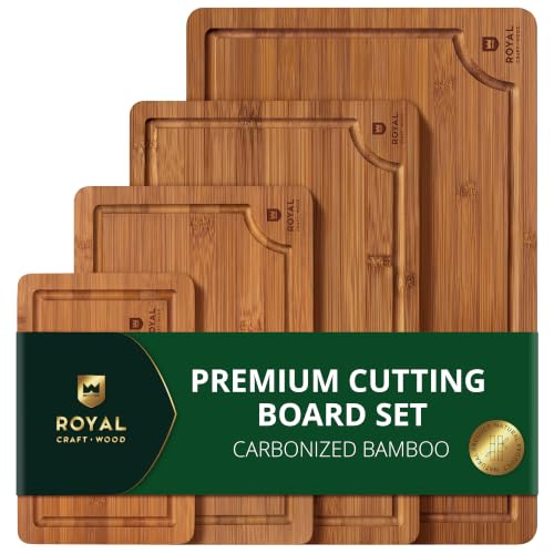 Wooden Cutting Boards for Kitchen Meal Prep & Serving (4-Piece / Brown)