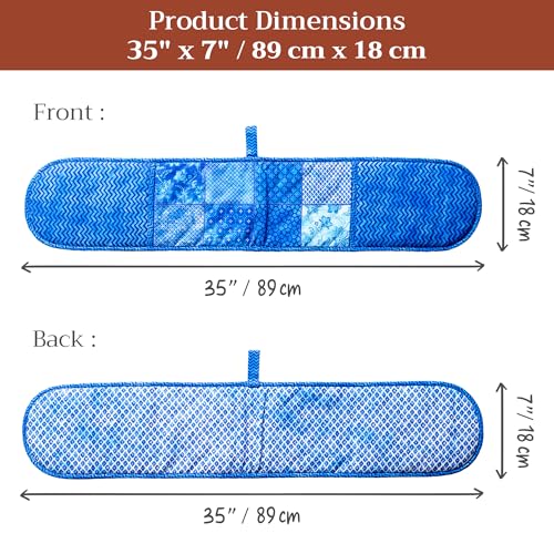 Double Oven Mitts 100% Cotton Double Oven Glove (027 - Indigo Love / 7" x 35" (Double Oven Mitt))