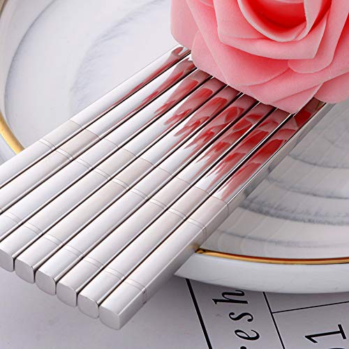 5 pair Stainless Steel Chopsticks (nice silver)