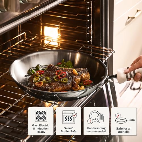 D3® Stainless Steel 5 Piece Frypan Set (5 pc set – Includes 8", 10", and 12" fry pans)
