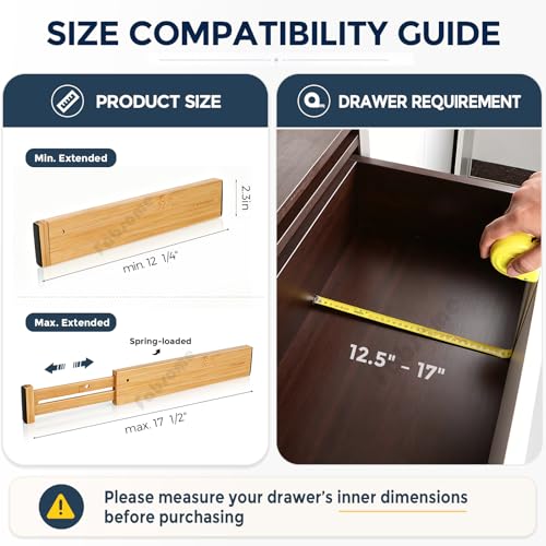 Drawer Divider 6 Pack (For 13-17in deep drawers inner size)