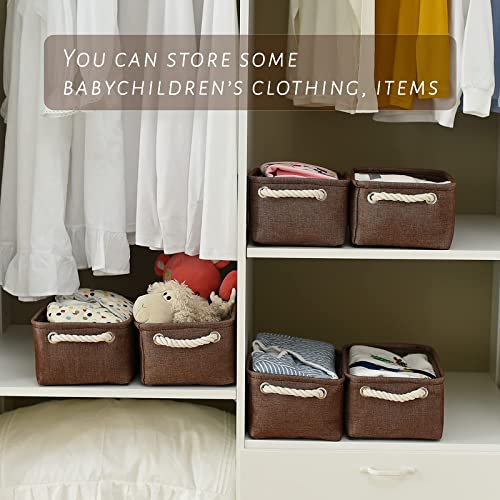 Storage Basket for Organizing (Brown / 6PCS/Small -11.8Lx7.9Wx5.2H)