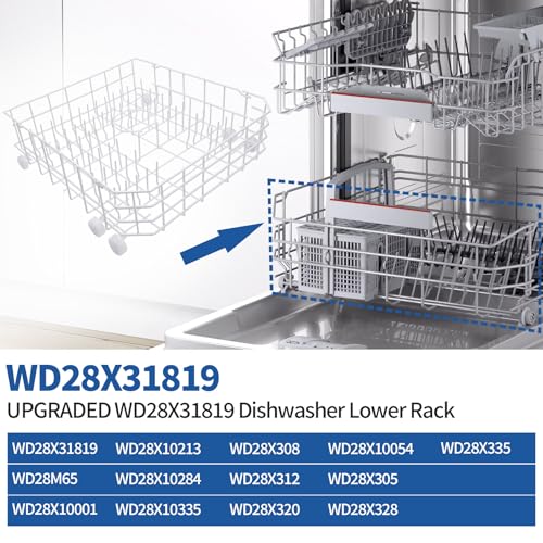 WD28X31819 WD28X10284 Replacement Lower Dishwasher Rack Compatible with GE (WD28X31819 Dishwasher Lower Dishrack)