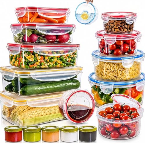 Food Storage Containers with Lids (14 PACK - RED)