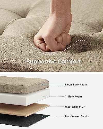 30 Inches Folding Storage Ottoman Bench (Camel Brown / 15"D x 30"W x 15"H (without Flipping Lid))