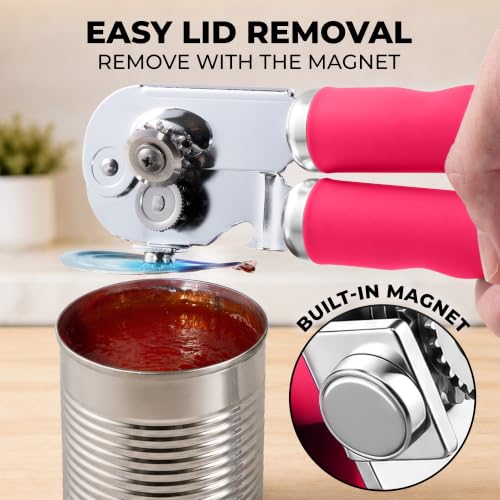 Stainless Steel Swing Open Manual Can Opener Comfortable Grip (Dragonfruit / Swing Open)