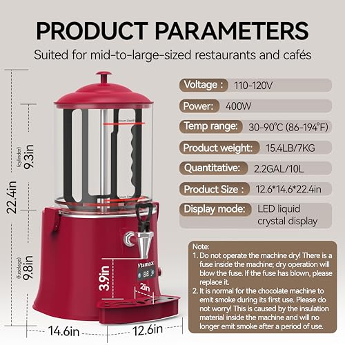Commercial Hot Chocolate Machine (10L / Red)