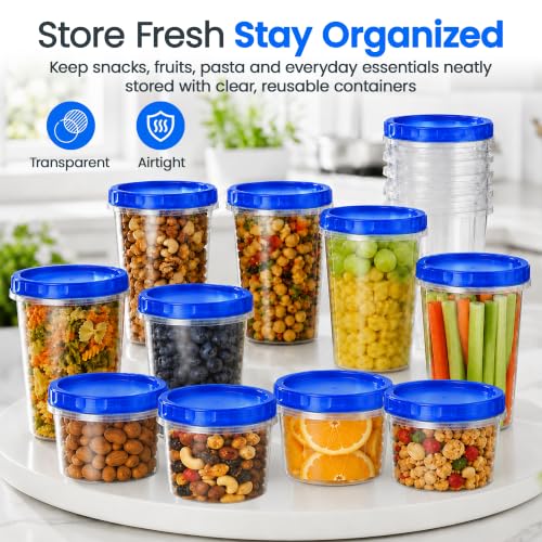 Freezer Storage Containers with Lids (24 PACK - 16/32 OZ - BLUE)