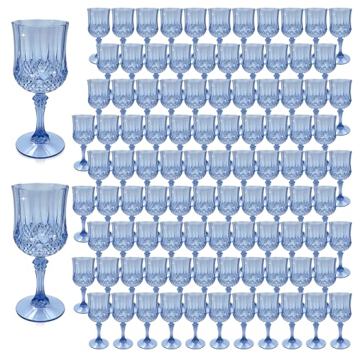 100Pack Plastic Wine Glasses (Blue)