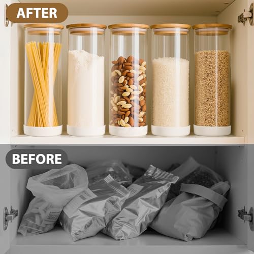 73oz Glass Spaghetti Pasta Containers for Pantry Organization (3pcs-Round / 73oz)