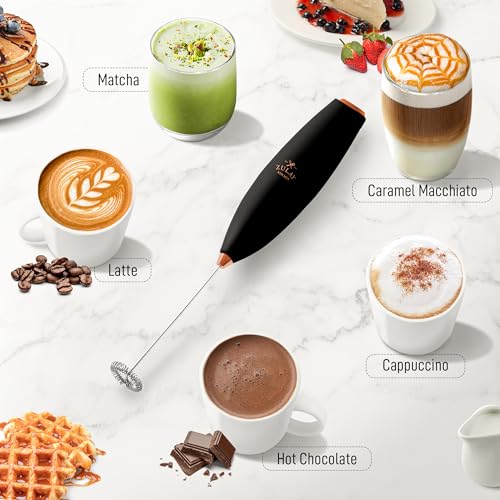 Zulay Milk Frother Wand (Molten Black & Copper / Gift Box Frother)