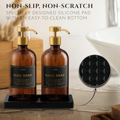 Glass Soap Dispenser Set of 2 (Amber/Gold)