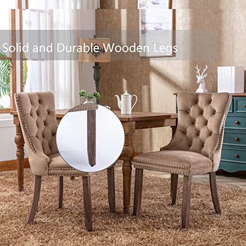 Khaki Velvet Dining Chairs Set of 4 (Khiki)