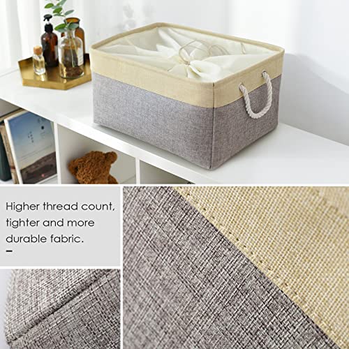 Storage Bins Baskets for Organizing (Gold&Grey / 3PCS/Extra Jumbo - 20.5Lx15.7Wx13.8H)