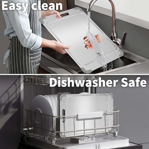 13"*9" Pure Titanium Cutting Board with Groove and Silicone Corner