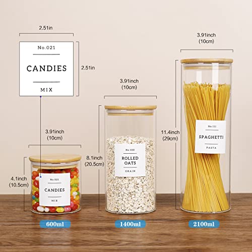 5 Pcs Glass Food Storage Containers With 132 Pantry Labels Preprinted (roud5)