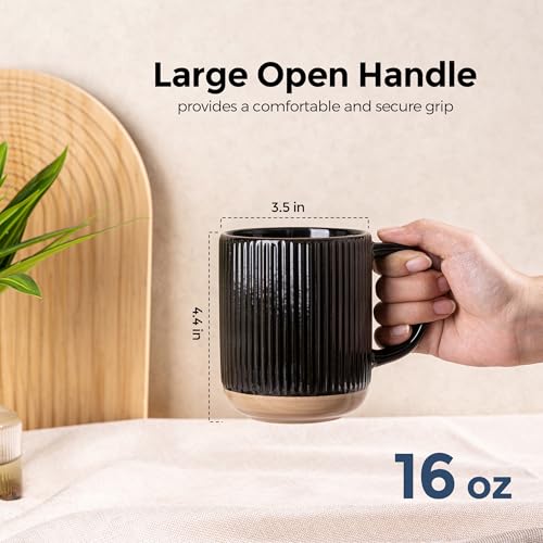 Coffee Mugs Set of 4 (Black / Set of 4 (16 Ounces))