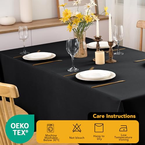 10 Pack Black Tablecloths for Rectangle Tables (Black / 70x108 In, 10 Pack)