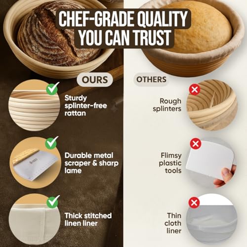 Complete Banneton Bread Proofing Basket Set