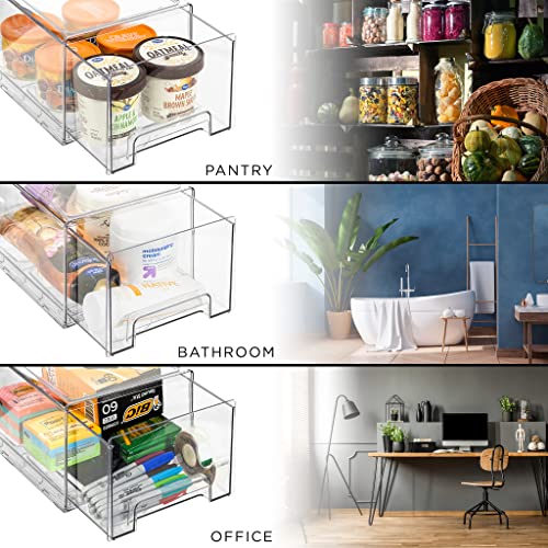Clear Storage Drawers for Refrigerator with Handles (2 Pack / Large)