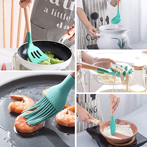 Silicone Cooking Kitchen Utensils Set (Green)