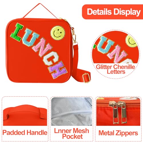 Insulated Lunch Bag With Adjustable Shoulder Strap (Orange)