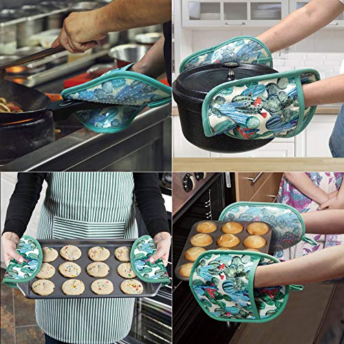 Pot Holders with Transparent Clear Silicone Shell and Nice Cactus Flower (Potholders / Cactus Flower)