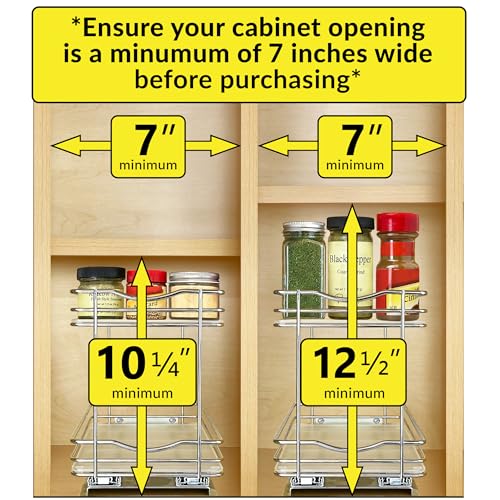 lite™ Pull Out Spice Organization for Cabinets (Wood / 6-1/4" - 2 Tier)