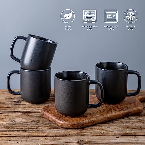 14oz Coffee Mugs Set of 6 (6 Count (Pack of 1) / Matte Black)