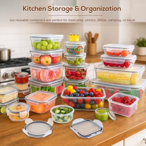 50PCS Thick Food Storage Containers with Airtight Lids for Meal Prep (405oz-25 Pack)