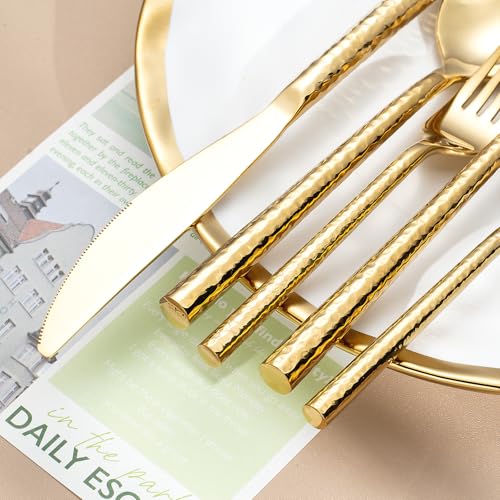Hammered Gold Silverware Set (Hammered Gold 20 pcs)