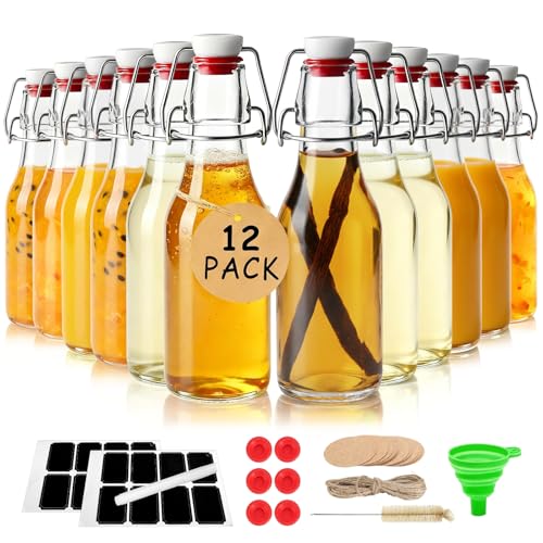 12pack 8.5oz Swing Top Glass Bottles with Airtight Lids for Vanilla (8.5 oz 12 pack)