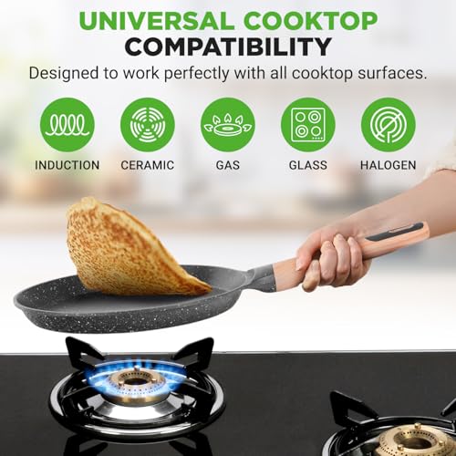 9.45” Non Stick Crepe Pan with Wooden Spreader (Black / 9")