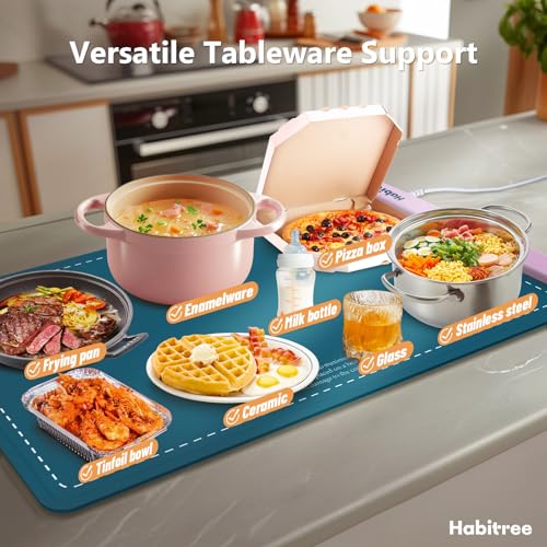 Warming Silicone Mat for Food (Large 1pack / Peacock blue)