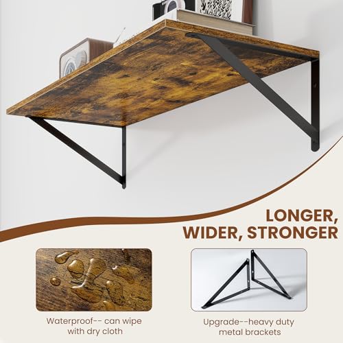 28W x 12D Deep Floating Shelves Set of 2 Rustic Brown (Rustic Brown With Black Metal Bracket / 28Wx12Dx5.8H)