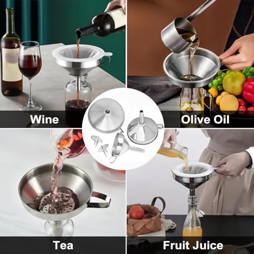 Stainless Steel Funnels for Kitchen use (3 Count)