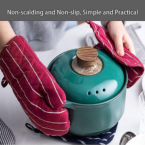 4Pcs Oven Mitts and Pot Holders (Red)
