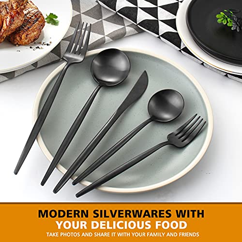 Matte Black Silverware Set for 8 (Black / 40-piece)