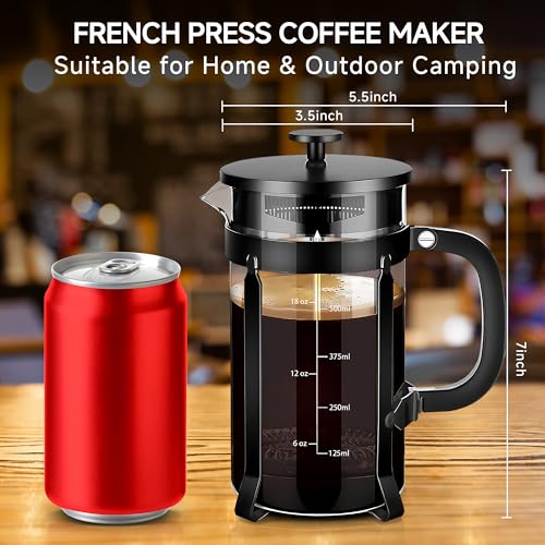 French Press Coffee Maker 304 Stainless Steel Coffee Press (Black / 21 oz)