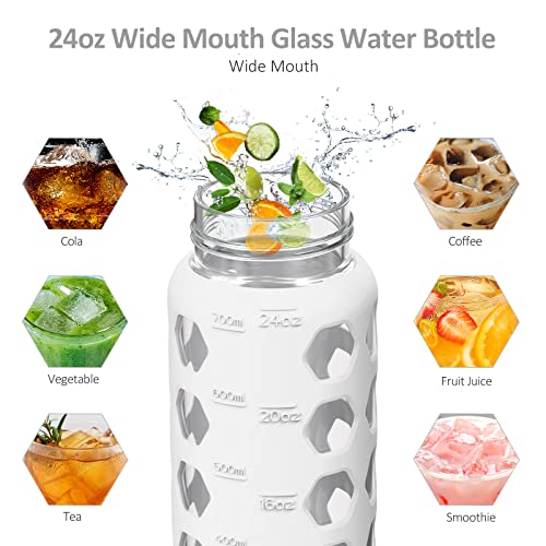 24oz Glass Water Bottle (White / 24 Ounces)